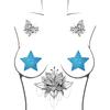 Neva Nude Bowee Blue Glitter Star Nipztix Pasties Nipple Covers for Festivals, Raves, Parties, Lingerie and More, Medical Grade Adhesive, Waterproof and Sweatproof, Made in USA view 4