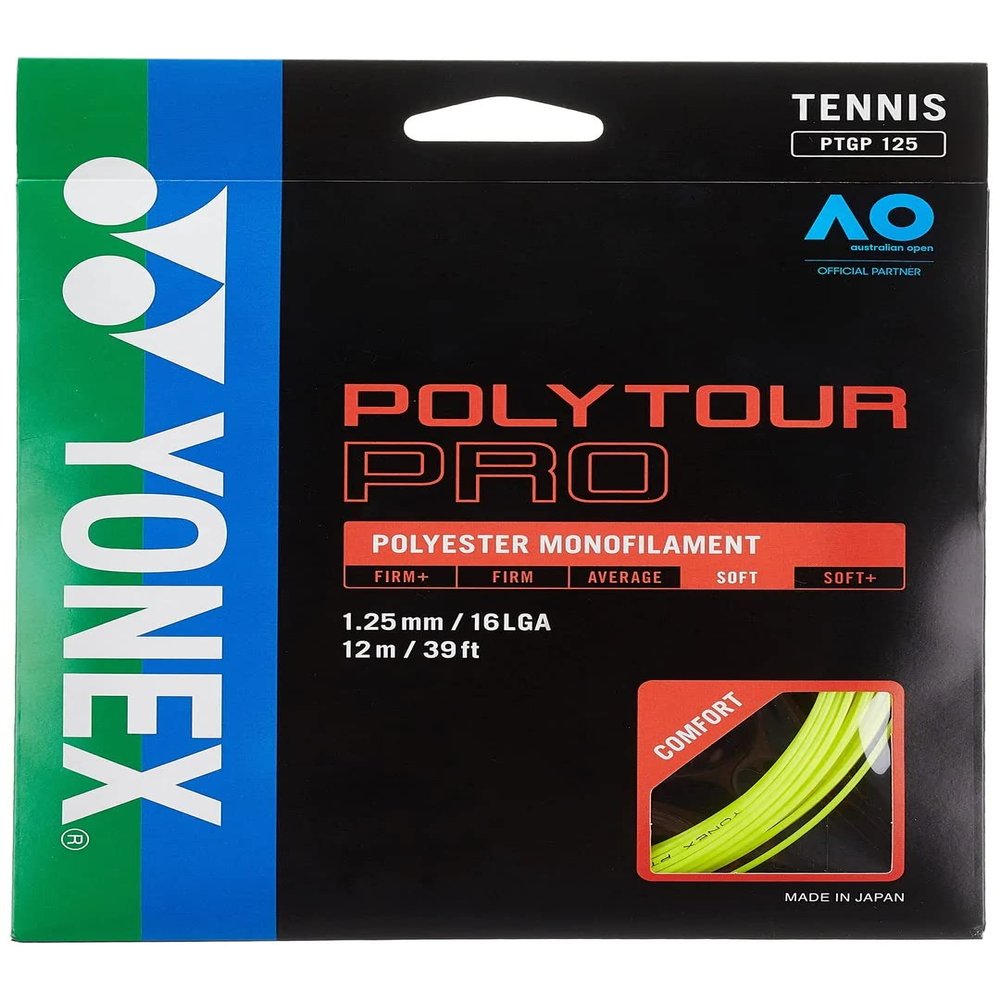Yonex PTGP125Y Poly Tour Pro 125 Racket String, Yellow