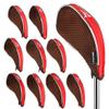 Andux Mesh Golf Iron Club Head Covers with Zipper Left and Right Handed 10pcs/Set (Coffee/red) view 1