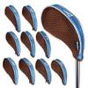 Andux Mesh Golf Iron Club Head Covers with Zipper Left and Right Handed 10pcs/Set (Coffee/Blue) view 1