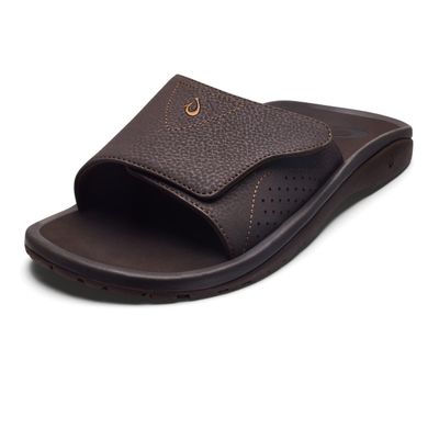 OLUKAI Nalu Slide Men's Versatile Slide Sandals, Water-Friendly & Adjustable Straps, Lightweight & Durable, All-Day Comfort & Support, Dk Java/Dk Java, 12
