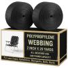 Houseables Lawn Chair Webbing, Webbing 2 Inch, Nylon Straps 2 Inch Wide, Strapping for Upholstery, Seat Belt, Seatbelt, Bags, Climbing, Firefighter, Tubular, Polypropylene, Black, 25 Yards view 1