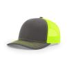 Richardson Unisex 112 Trucker Adjustable Snapback Baseball Cap, Split Charcoal/Neon Yellow, One Size Fits Most view 1