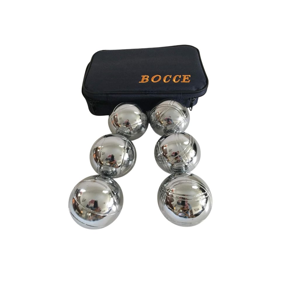 BuyBocceBalls Listing -73mm Metal Petanque/Boules Set with 6 Silver Balls and blackCase