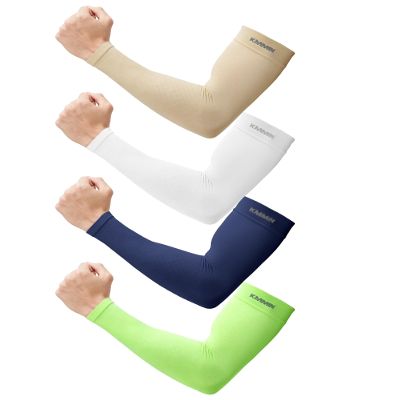 KMMIN Arm Sleeves UV Protection for Driving Cycling Golf Basketball Warmer Cooling UPF 50 Sunblock Protective Gloves for Men Women Adults Covering Tattoos, Navy/White/Green/Beige
