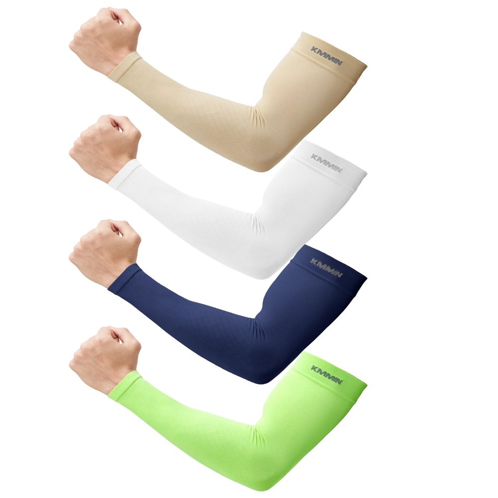KMMIN Arm Sleeves UV Protection for Driving Cycling Golf Basketball Warmer Cooling UPF 50 Sunblock Protective Gloves for Men Women Adults Covering Tattoos, Navy/White/Green/Beige