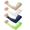 KMMIN Arm Sleeves UV Protection for Driving Cycling Golf Basketball Warmer Cooling UPF 50 Sunblock Protective Gloves for Men Women Adults Covering Tattoos, Navy/White/Green/Beige view 1