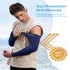 KMMIN Arm Sleeves UV Protection for Driving Cycling Golf Basketball Warmer Cooling UPF 50 Sunblock Protective Gloves for Men Women Adults Covering Tattoos, Navy/White/Green/Beige view 2