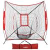 ZENY 7'7' Baseball Softball Practice Net w/Strike Zone Hitting Batting Catching Pitching Training Net w/Carry Bag & Metal Bow Frame, Backstop Screen Baseball Equipment Training Aids view 1