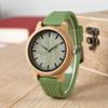 BOBO BIRD Mens Womens 44mm Big Neutral Bamboo Wooden Watch Unisex Japan Analog Quartz Green Silicone Strap Sports Casual Watches with Wood Box view 2