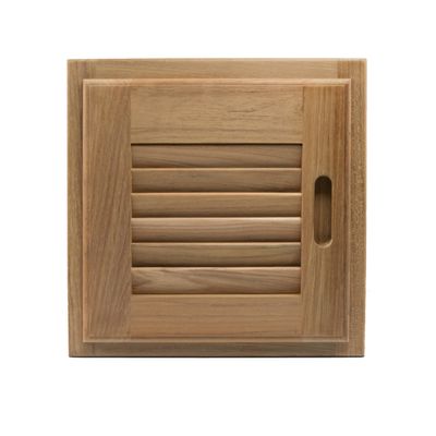 Whitecap Teak Right Hand Opening Louvered Door and Frame, 12 x 12