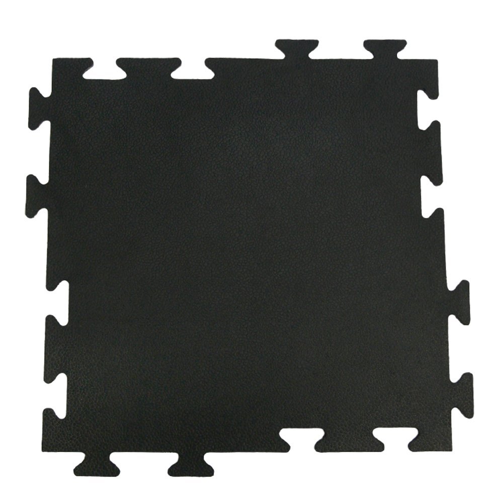 Rubber-Cal Armor-Lock (Fitness) Interlocking Rubber Tiles - 3/8 x 20 x 20 inch - Pack of 6 Solid Rubber Tiles, 16.5 Square Feet Coverage - Black Gym Mats