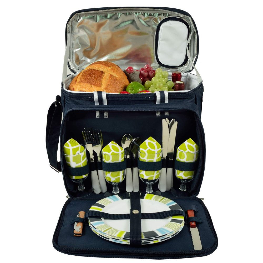 Picnic at Ascot Original Insulated picnic cooler with Service for 4 -Designed & Assembled in the USA