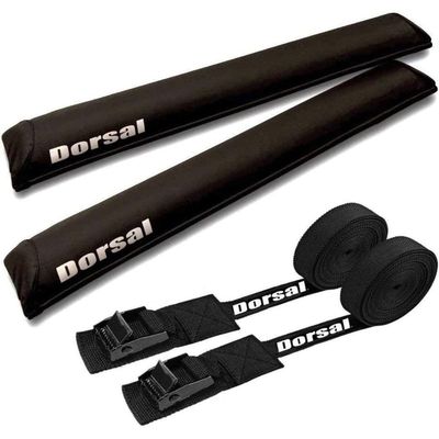 DORSAL Sunguard (No Fade) Aero Roof Rack Pads and 15 ft Straps for Car Surfboard Kayak SUP Snowboard