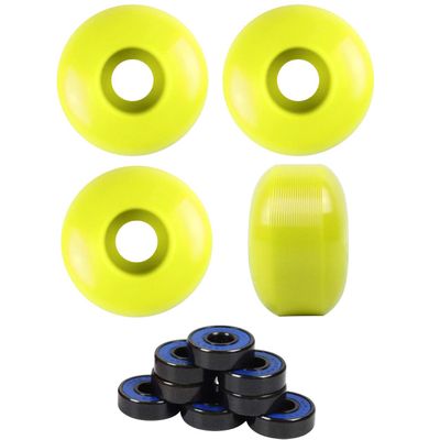 52mm Blank Skateboard Wheels + ABEC 7 Bearings Spacers (Yellow)