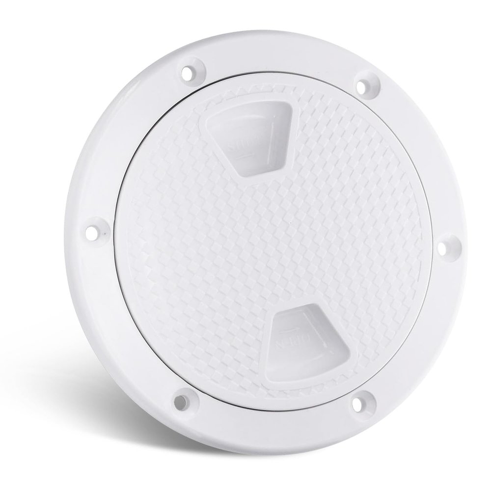 Amarine Made 7 inch Boat Round Non Slip Inspection Hatch Detachable Cover and Pre-drilled Holes in Deck Plate Easily to Install Cut Out Dia:7-1/2" Outside Dia: 9-4/5"