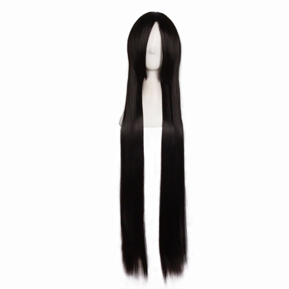 MapofBeauty 40 Inch 100 cm Black Long Straight Cosplay Costume Wig Fashion Party Wig