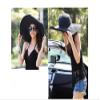 Women Girls Large Brimmed Garden Beach Big Summer Sun Hat Swimming Garden Beach Straw Hat for Holiday Traveling Black view 2