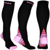 Physix Gear Compression Socks - Best Men & Womens Compression Socks for Circulation, Running, Nurses, Athletic Use Sock Compression, Blood Pressure Socks, Calcetines de Compresion, Black/Pink, L/XL view 1