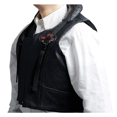 HILASON Safety Tall Collar Bull Riding Vest, Black, Unisex-Adults, Sleeveless, Leather, Protective, Equestrian, Rodeo, Vest