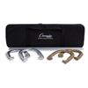 Champion Sports Tournament Horseshoe Set: Classic Outdoor Lawn Game includes Two Chrome & Two Brass Plated Professional Horseshoes with Solid Steel Stakes & Carrying Case view 1