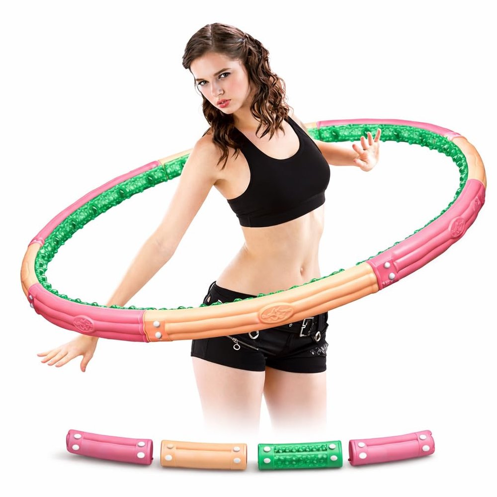 Adjustable Weighted Fitness Hoop for Adults, Quiet Waist Exercise Ring, Magnetic Massage Silicone, Core Workout Equipment, Made in Korea