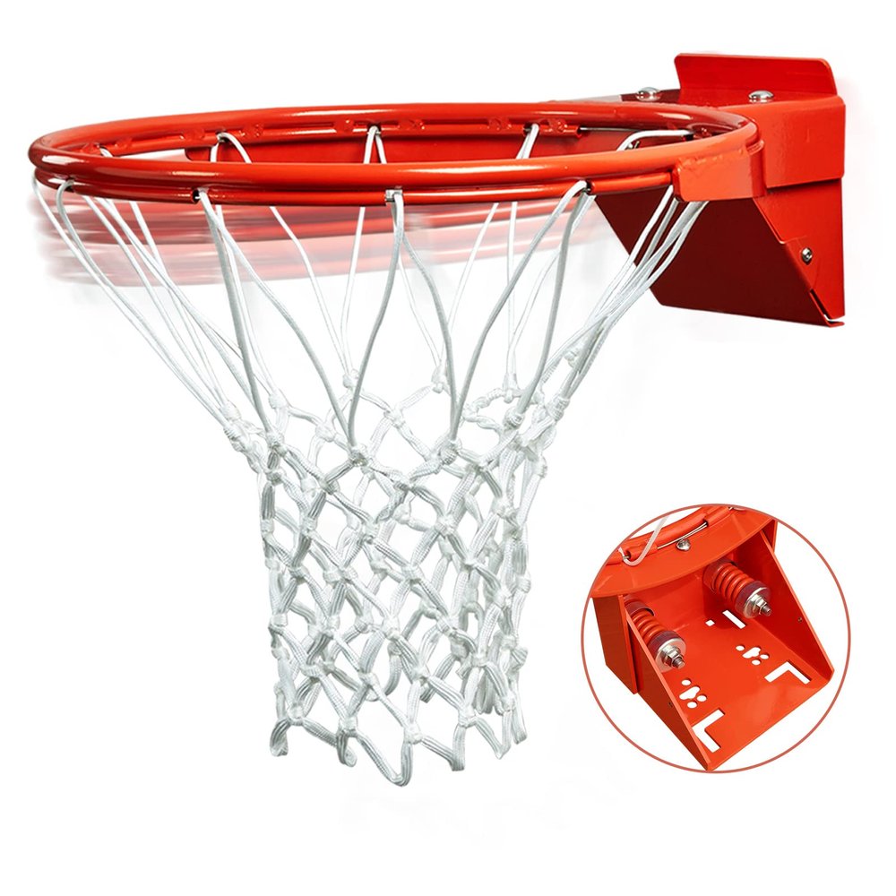 Breakaway Double Spring Basketball Rim, Heavy Duty Pro Slam Flex Rim Replacement 5/8-In, Standard Goal Reinforced Mounting Bracket Fit Most Size Backboards Indoor and Outdoor