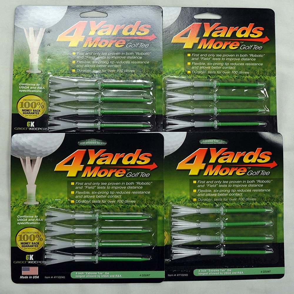 4 Yards More Golf Tees 4" - Green - 4 Packs of 4 - (11926)