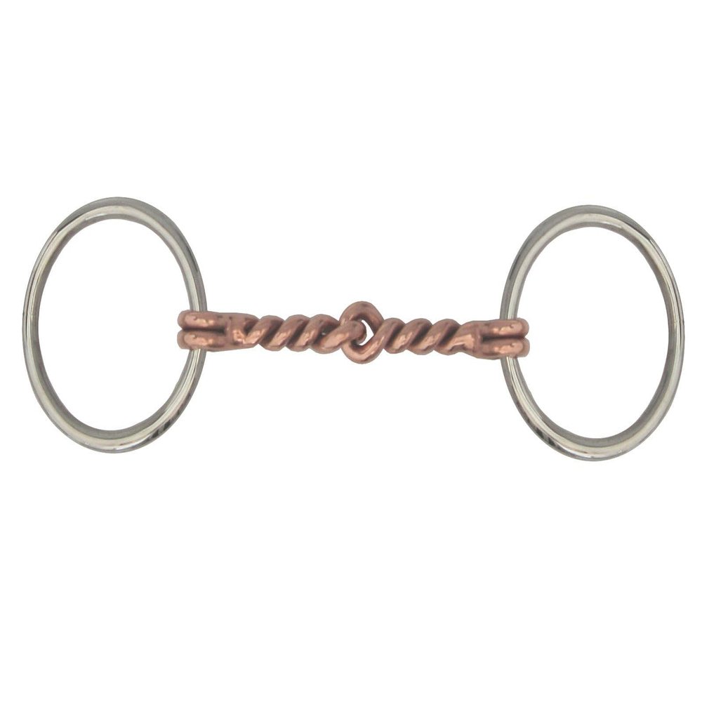 AJ Tack Loose Ring Sweet Iron Twisted Copper Snaffle Bit - Mini/Pony 3 3/4"