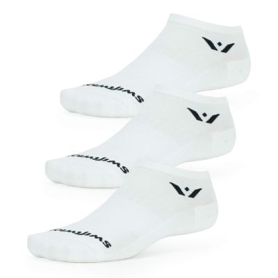 Swiftwick - PERFORMANCE ZERO (3 Pairs) Running Socks, Golf Socks, Durable, Cushioned No-Show (White, Large)