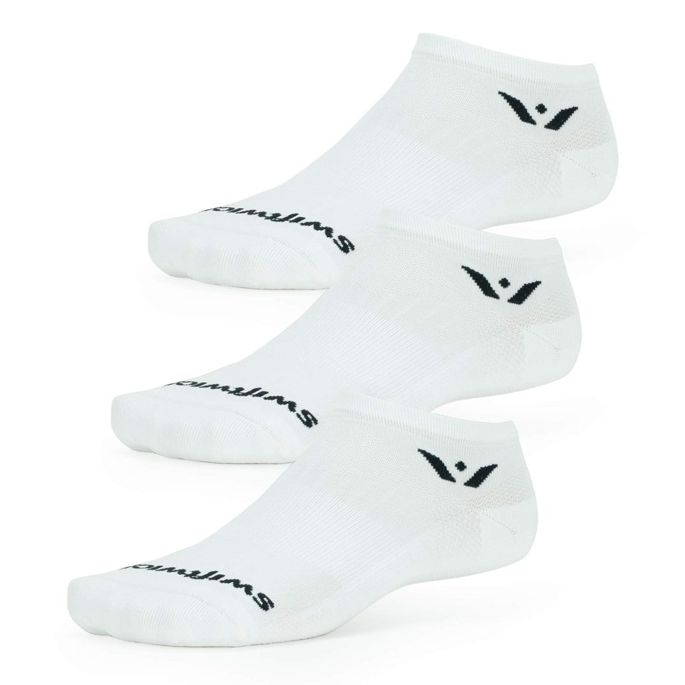 Swiftwick - PERFORMANCE ZERO (3 Pairs) Running Socks, Golf Socks, Durable, Cushioned No-Show (White, Large)