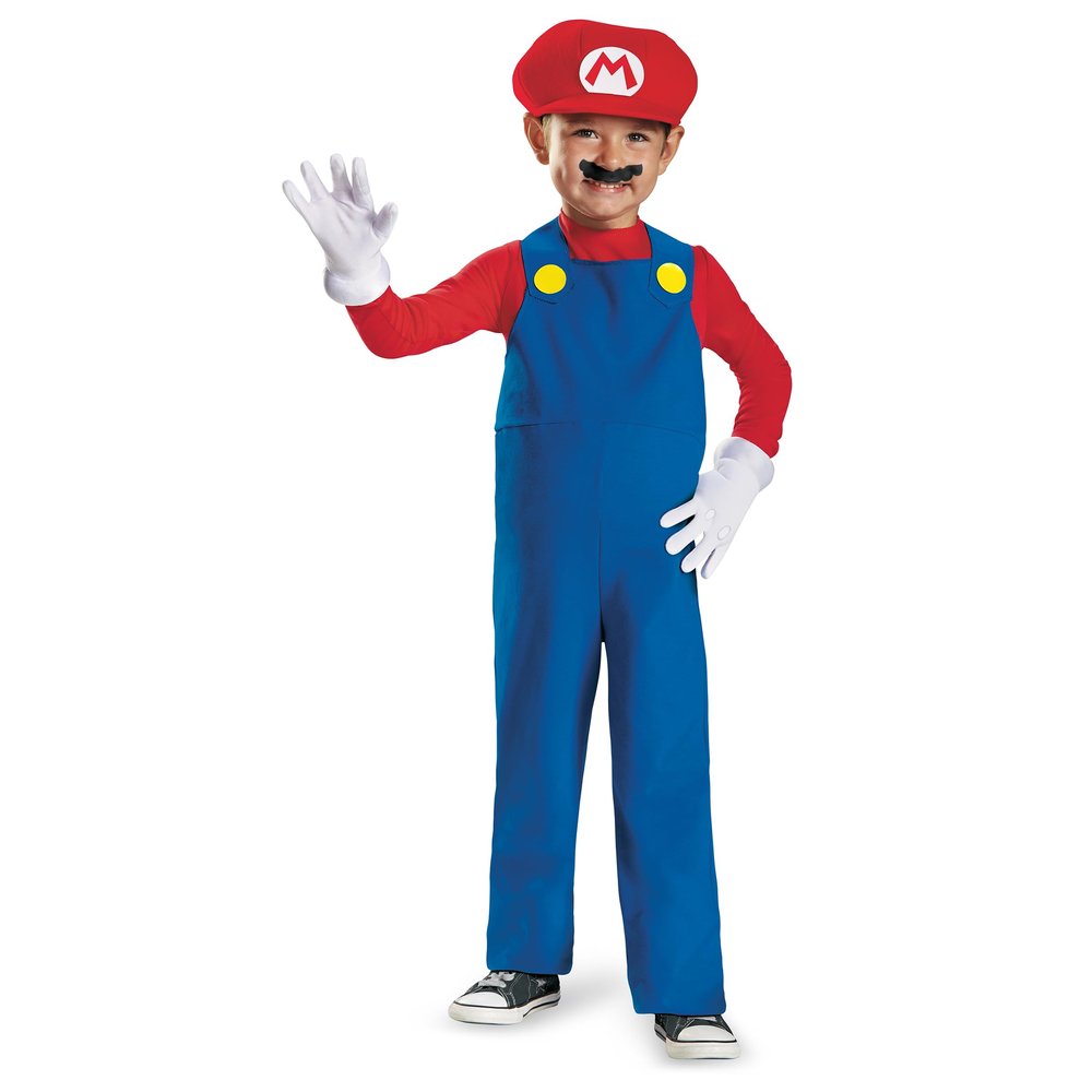 Disguise Super Mario Bros. Mario Costume, Official Supe Mario Bros Costume for Toddlers, Medium (3T/4T)