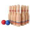 STERLING Sports Premium Wooden Lawn Bowling Skittles Set 11" Pins with Carrying Mesh Bag - 10 Heavy Solid Wooden Pins and 2 Balls - for Indoors and Outdoors view 1