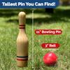 STERLING Sports Premium Wooden Lawn Bowling Skittles Set 11" Pins with Carrying Mesh Bag - 10 Heavy Solid Wooden Pins and 2 Balls - for Indoors and Outdoors view 2