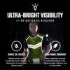 247 Viz Running Reflective Vest with Inside Pocket and 2 Bands, High Visibility Reflective Running Gear Safety Vest Straps for Men Women Kids for Night Running Walking Cycling Yellow view 3