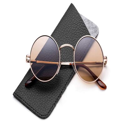 Glasses Hippy Vintage Retro Round Sunglasses & Clear Lens Glasses With Carrying Pouch