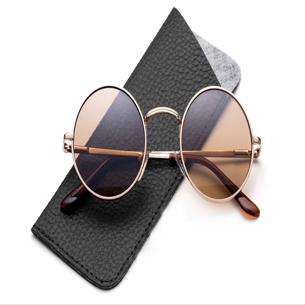 Glasses Hippy Vintage Retro Round Sunglasses & Clear Lens Glasses With Carrying Pouch