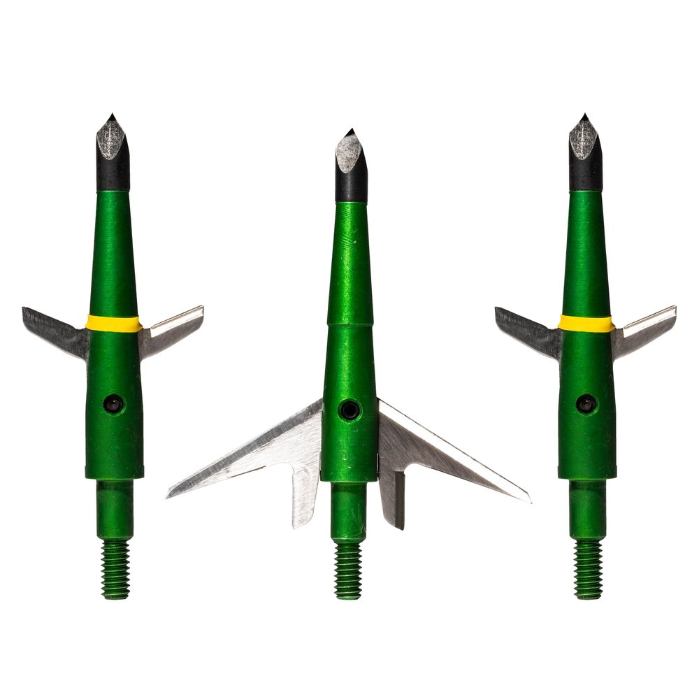 Swhacker #207 Broadheads, 100 Grain, 2.0 Cut, Green, 3-Pack | 2-Blade Hunting Broadheads with Practice-Ready Accuracy