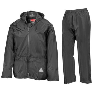 Result Mens Heavyweight Waterproof Rain Suit (Jacket & Trouser Suit) (XL) (Black)