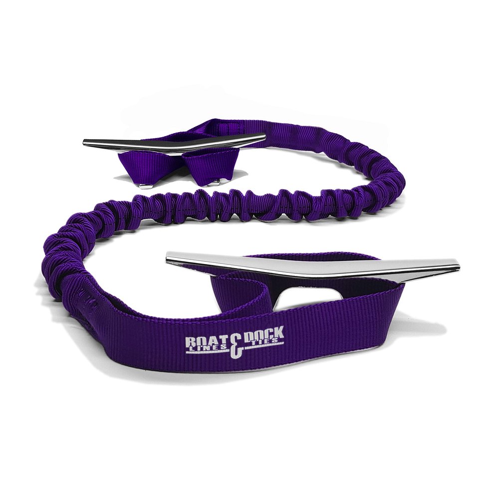Boat Lines & Dock Ties Boat Dock Tie Bungee Cord, Double 9-Inch Loop Ends, Made in USA, Pack of 2 (Purple, 36 inch)