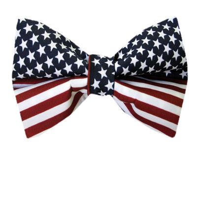 BUYYOURTIES Red - White - Blue - American Flag Self Tie Bow Tie