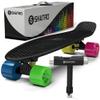 Skatro - Mini Cruiser Skateboard. 22x6inch Retro Style Plastic Board Comes Complete. Model: Black Rainbow view 1