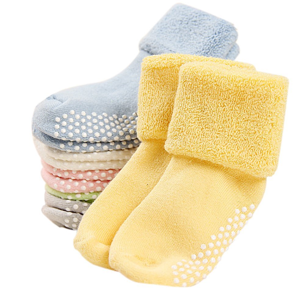 VWU Baby Toddler Kids Ankle Crew Socks with Grips Unisex Warm Thick Cotton Winter Socks 1-3T 6 Color