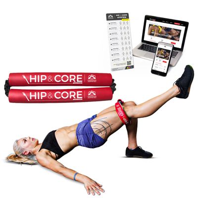 Crossover Symmetry Hip & Core System - Loop Resistance Home Workout Bands to Stretch and Strengthen Legs, Butt, HIPS, Thighs and Glutes, Includes Online Exercise & Training Guide, Red/Medium