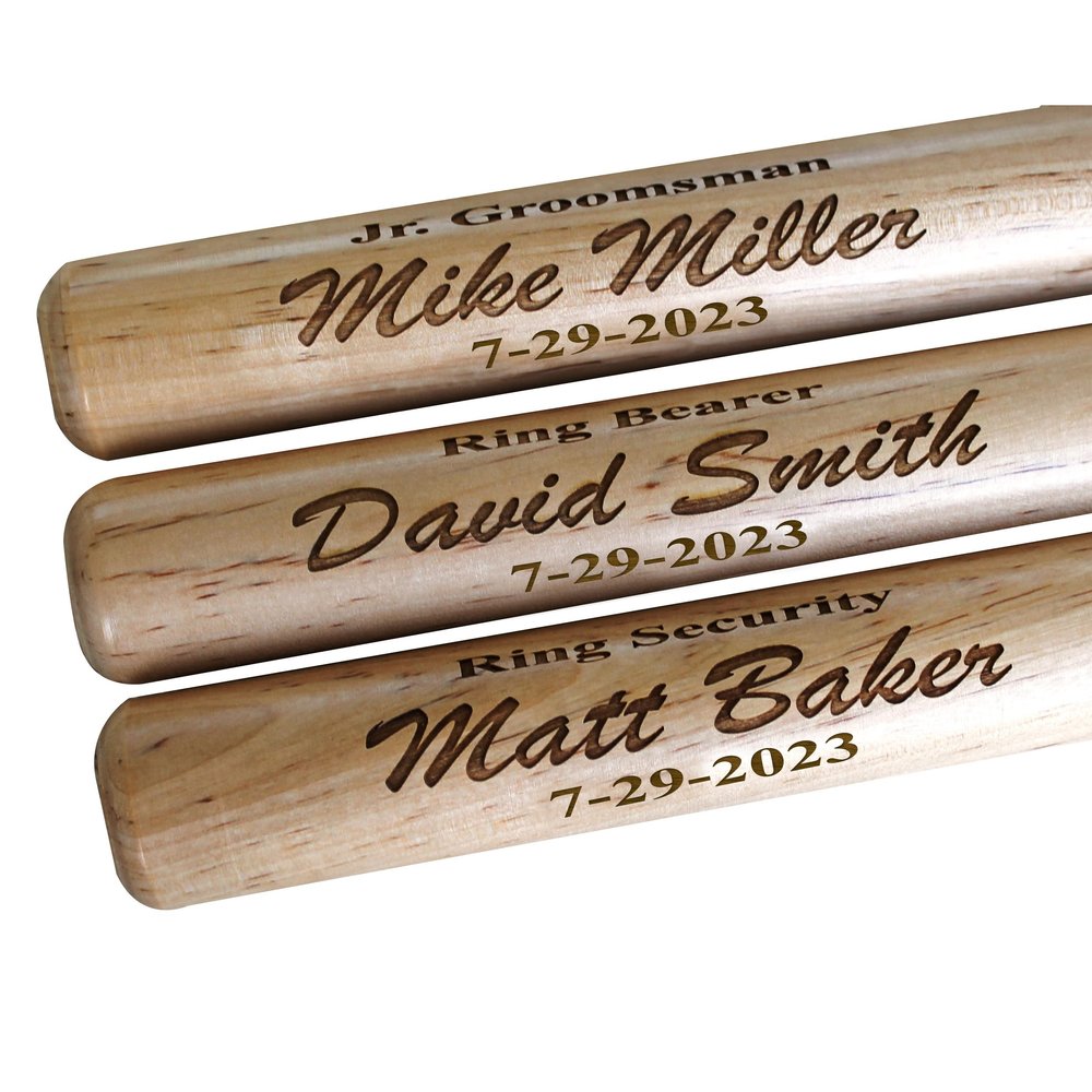 My Personal Memories, Custom Personalized Mini Baseball Bat - Ring Bearer Groomsmen - Monogrammed and Engraved