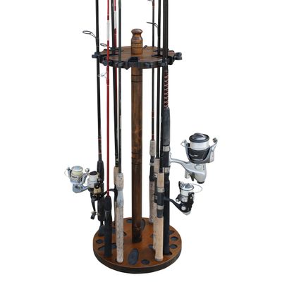 Rush Creek Creations Round 24 Fishing Rod Rack with Dual Rod Clips - No Tool Assembly - Water Resistant, dark (38-3002)