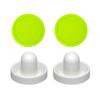 2 Commercial Hockey Fluorescent White Goalies with 2 Large Green Air Pucks view 1