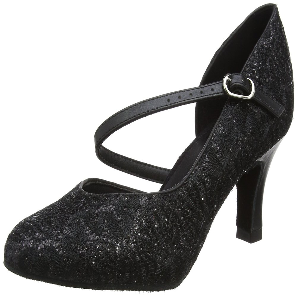 So Danca Women's Ballroom Dance Shoes, Black Black Sparkle, 7