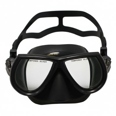 Scuba Choice Black Dive Mask  Low Volume for Scuba Diving, Spearfishing & Free Diving, Tempered Glass Lenses, Adjustable Strap, Perfect for Narrow Faces, 4-3/4" Silicone Skirt