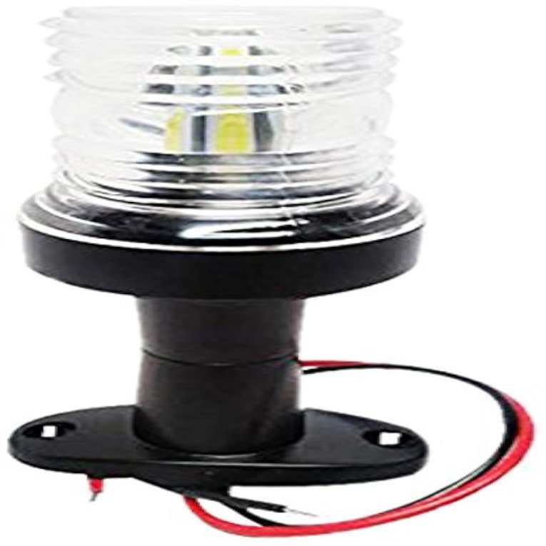 Pactrade Marine 12V Marine Boat Yacht Pontoon Navigation Anchor Light 360 Degrees All Around Nature White LED Splashproof Black Housing USCG Certified Approved (Fixed Base (H=5.5"))